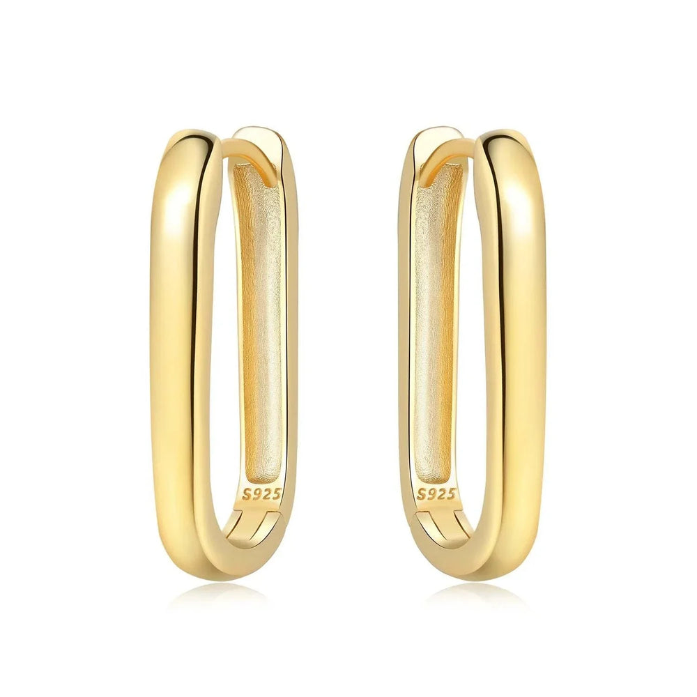 U-shaped Arc Hoop Earrings in 925 sterling silver with warm gold finish and geometric design