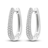 Silver plated Aria pavé huggie earrings with cubic zirconia