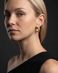 Chunky textured brioche huggie earrings 18k gold plated