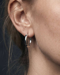925 sterling silver classic geometric hoop earrings with polished finish