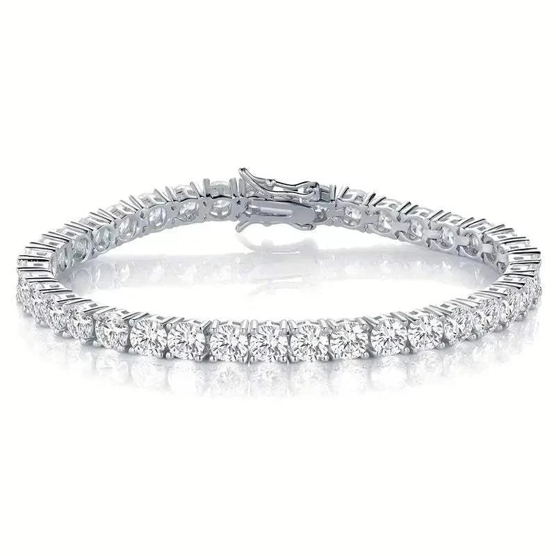 Classic zirconia tennis bracelet in 18K gold plating, sterling silver, with cubic zirconia stones and elegant gift packaging