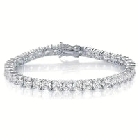 Classic zirconia tennis bracelet in 18K gold plating, sterling silver, with cubic zirconia stones and elegant gift packaging