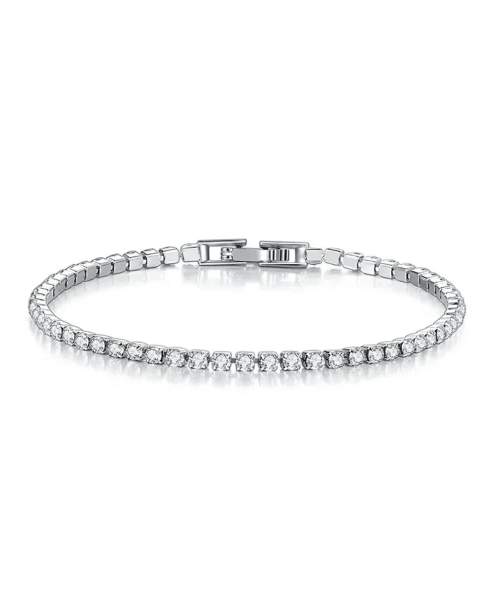 Crystal zirconia tennis bracelet in 925 sterling silver with sparkling stones