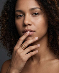 gold stainless steel curved line open adjustable ring minimalism