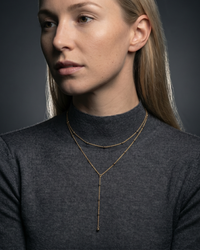 18K gold plated dainty Y-shape lariat drop necklace with delicate long chain and pendant