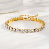Gold dainty zirconia tennis chain bracelet stainless steel