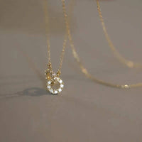 925 sterling silver double ring zircon pendant necklace on chain