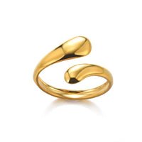 18K gold plated double teardrop wrap open adjustable ring