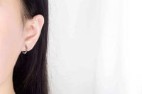 925 sterling silver etched arc hoop earrings with vintage Korean-inspired pattern