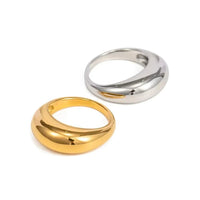 18K gold plated geometric arc ring with sleek minimalist design