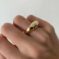 18K gold plated geometric arc band ring with 2mm slim design