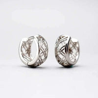 Chunky geometric lattice huggie earrings in 925 sterling silver