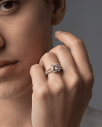Halo square zircon pave 925 sterling silver adjustable ring
