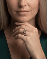 Halo square zircon pave ring in 925 sterling silver with round center stone