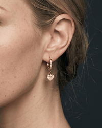 Gold and silver heart drop huggie earrings with zircon stones