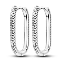 Silver plated helix rope twisted texture huggie earrings