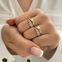 Hollow sun natural stone ring 18k gold plated adjustable band