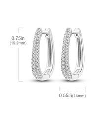 Aria pavé silver plated huggie earrings with oval cubic zirconia line
