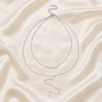 Gold color imitation pearl double layered women's necklace