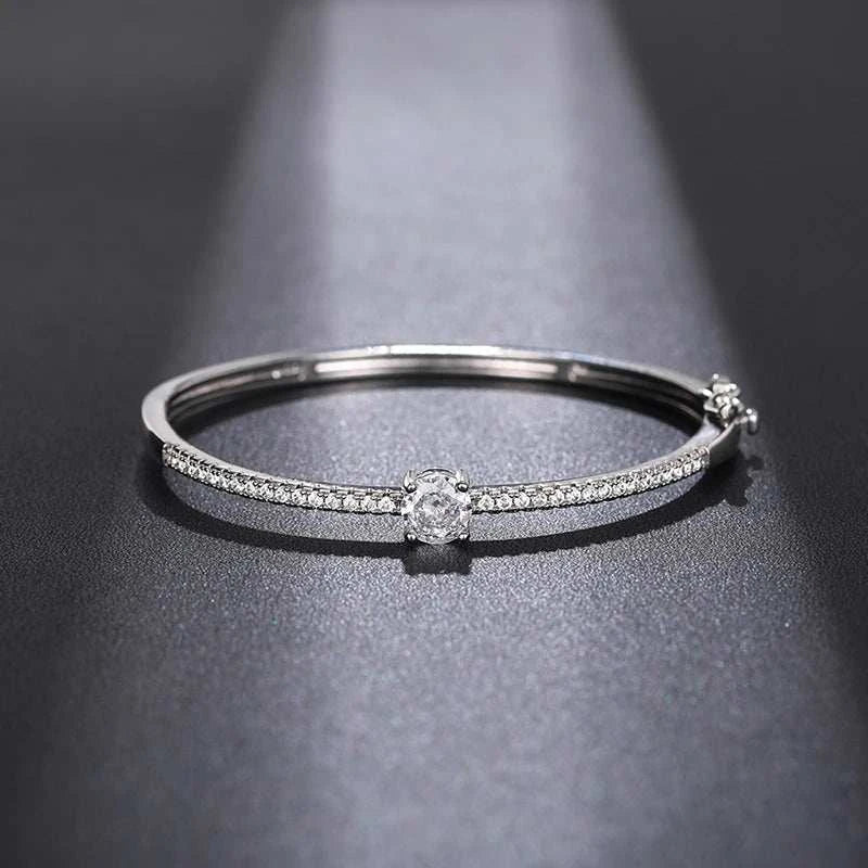 Lumiere bangle cubic zirconia silver and gold modern statement