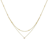 18k gold plated Lumiere double layer choker necklace with zircon pendant