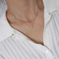 Lumiere double layer choker necklace with cubic zirconia pendant gold plated
