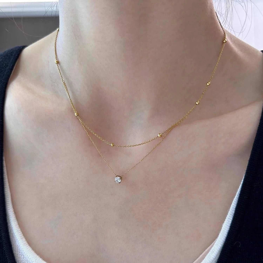 Lumiere choker necklace double layer 18k gold plated with zircon pendant