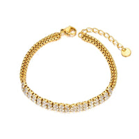luxe layer double chain tennis bracelet with cubic zirconia stones