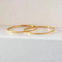 Matte thin band 18k gold plated ring with brushed finish
