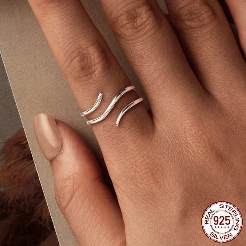 Gold finished multi-layer adjustable 925 sterling silver statement ring