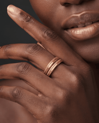 Multi-layer beaded wide open band ring in 18k gold plating