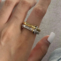 18K gold plated multi-strand loop coil ring with coiled layered design