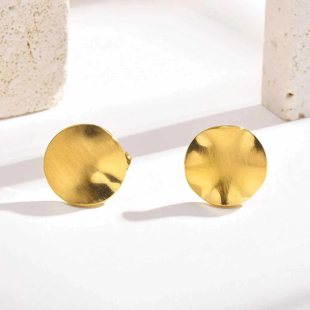 18k gold plated orbit stud earrings with irregular circle design