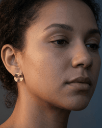 18k gold plated orbit stud earrings with irregular circle design