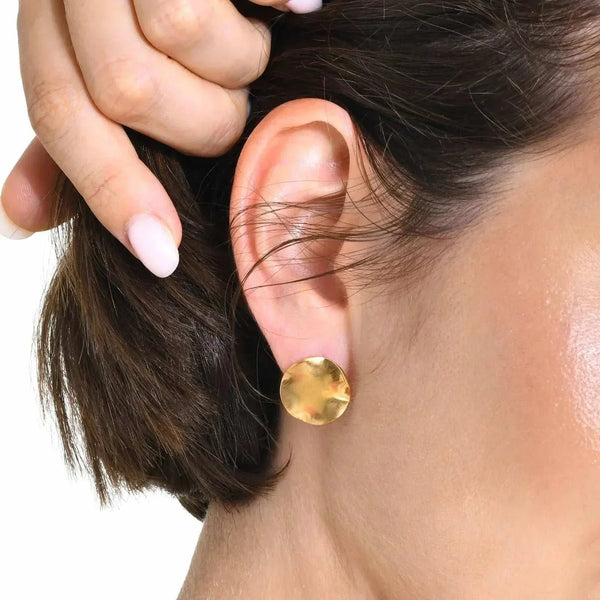 18k gold plated irregular circle orbit stud earrings