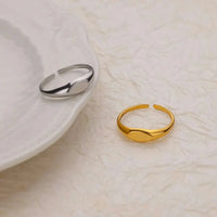 18K gold plated oval open adjustable ring with slim band