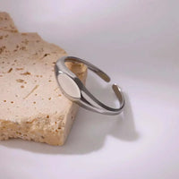 18k gold plated oval open adjustable ring with slim band
