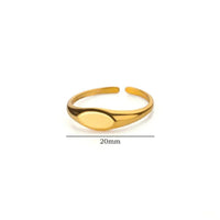 18k gold plated oval open adjustable ring with slim band