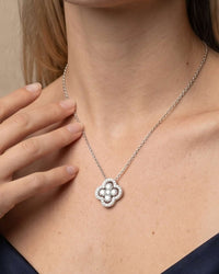 18K gold plated pave four leaf clover pendant necklace with cubic zirconia