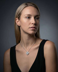 18K gold plated pave four leaf clover pendant necklace with cubic zirconia
