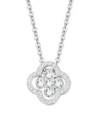 18k gold plated pave four leaf clover pendant necklace with cubic zirconia