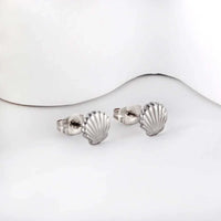 Petal shell stud earrings in gold and silver stainless steel