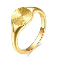 18K gold plated ripple dome ring with carved wave texture