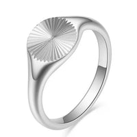 18K gold plated ripple dome ring with carved wave texture
