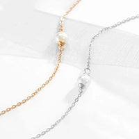 14K gold plated single pearl charm bracelet on slim chain