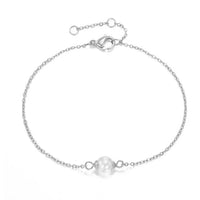 Single pearl charm bracelet with 14K gold plated slim chain