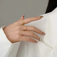 Slim 2mm 18K gold plated eternity band ring stack