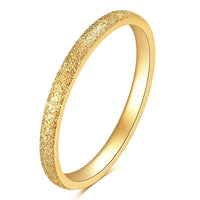 18K gold plated slim eternity band ring on finger