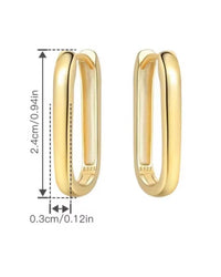 18K gold plated elongated oval Soho hoop earrings with polished finish