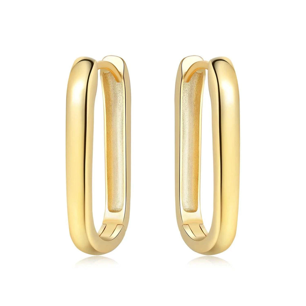 18K gold plated Soho elongated oval hoop earrings with hinged closure
